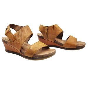 Cobb Hill Shona Slingback Wedge Sandals Camel Brown Leather Women's Size 7.5M